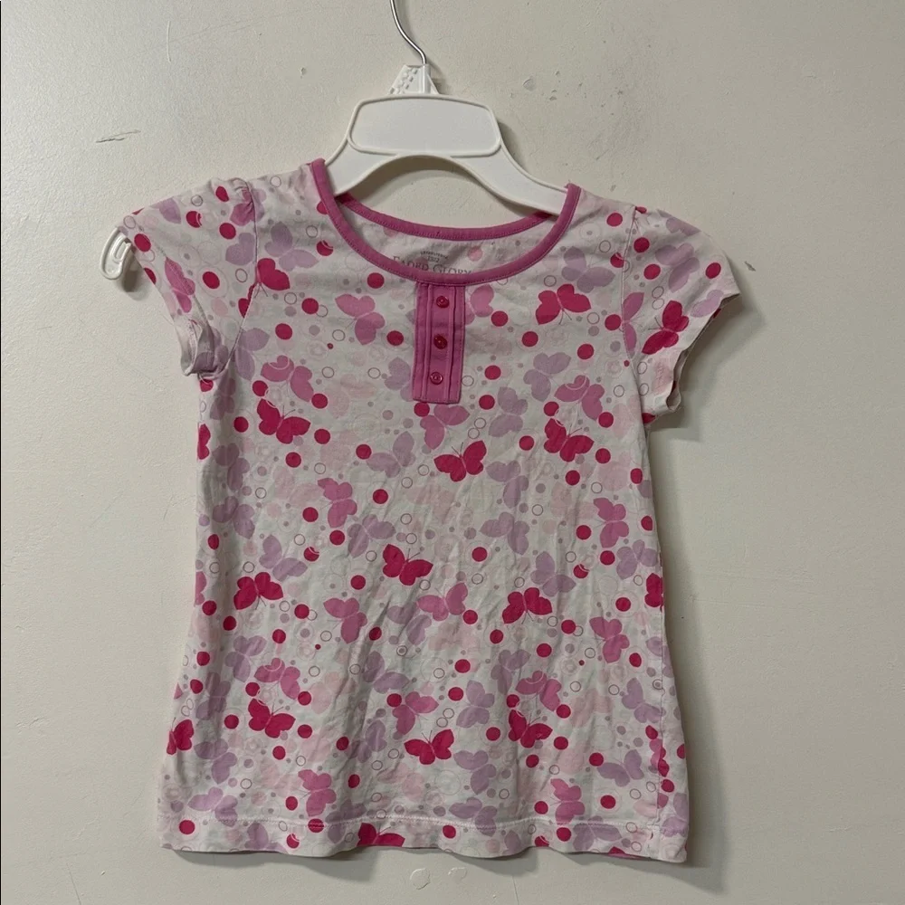Faded Glory Pink and White Kids Short Sleeve Tee vintage y2k